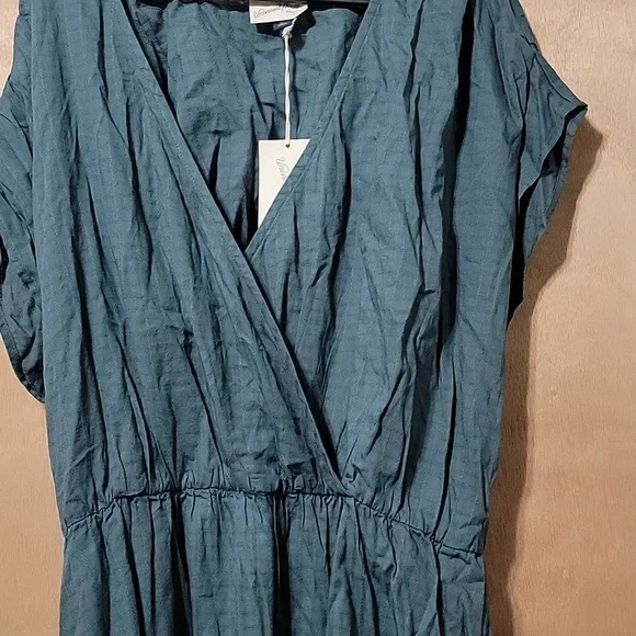 Nwt Universal Thread Dress Teal Wrap Top Full Skirt V Neck Textured - Picture 3 of 12